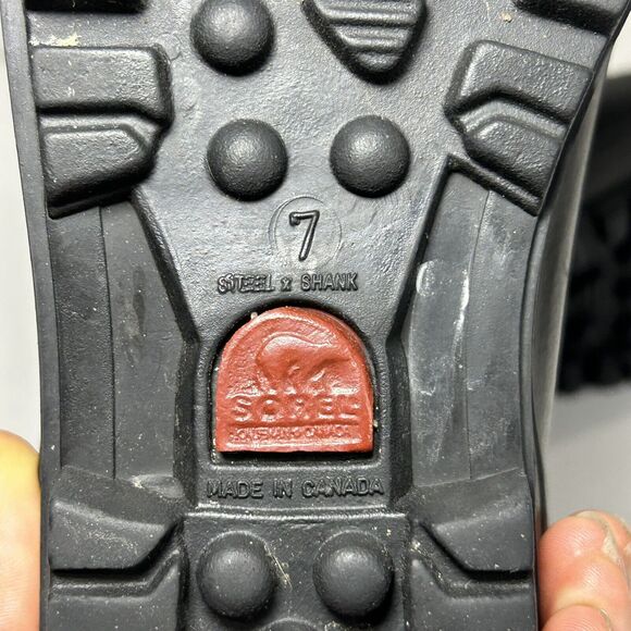 Sorel Alpine Black Gray Leather Waterproof Insulated Winter Boots Women Sz 7 - Picture 6 of 8